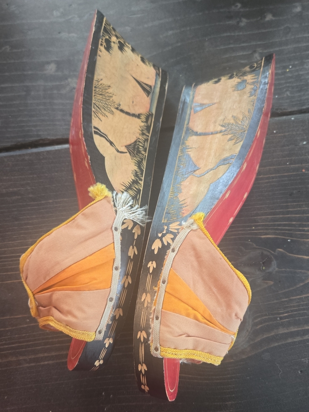 Hand-Painted Red and Orange Embellished Slip-On Women's Mules